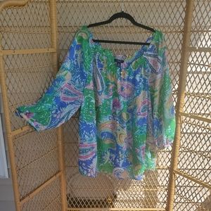 Chaps Top, Women's 3X, Sheer, Off Shoulder